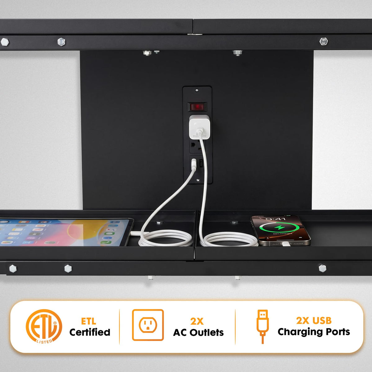 Workbench Frame, Adjustable Standing Desk Frame with Power Outlet