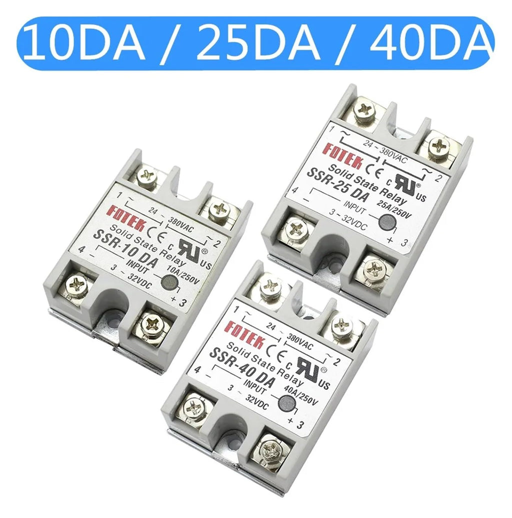 BIK 1pcs SSR-10 25 40 50 60 75 80 100DA DC Control AC SSR White Shell Single Phase Solid State Relay Without Plastic SSR-25DA SSR-40DA(AA,SSR 40)