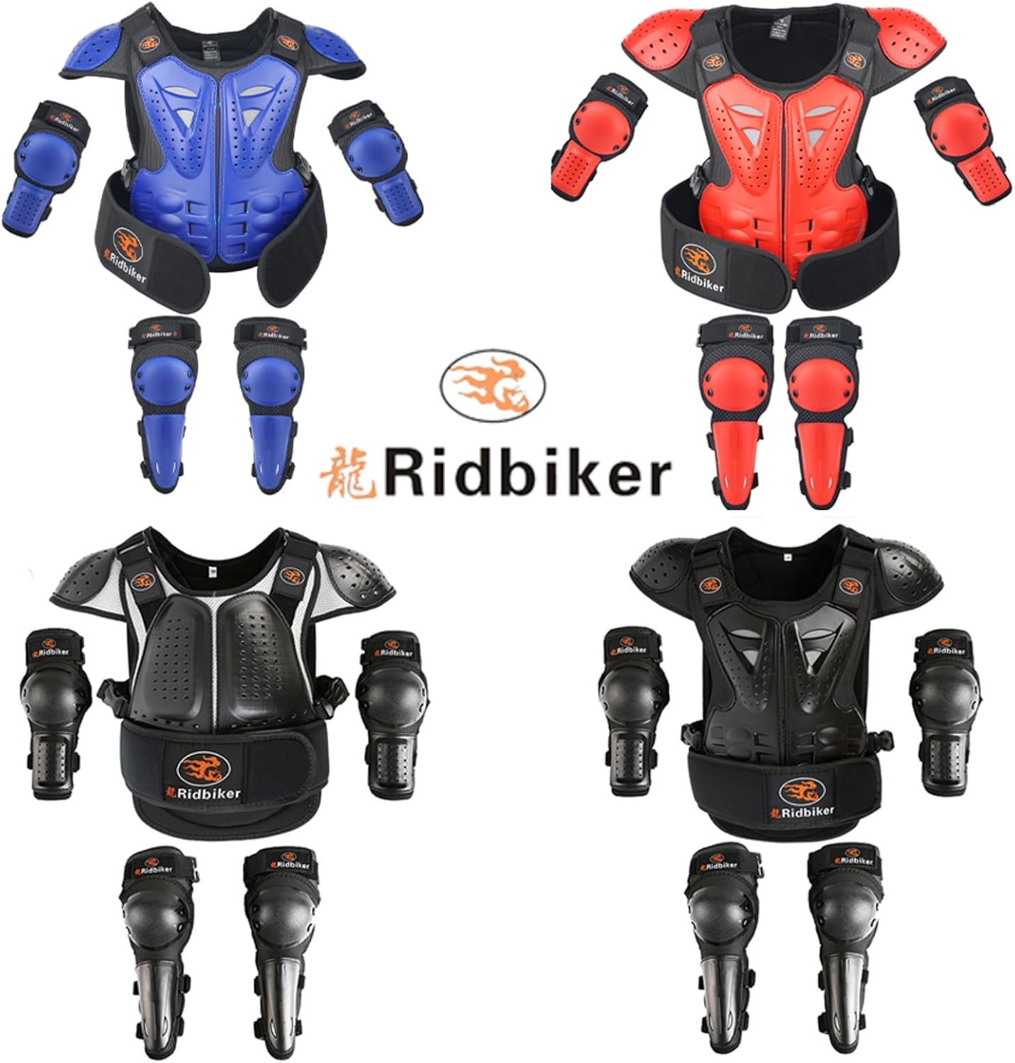 Kids Dirt Bike Gear Chest Protector Motocross，Youth Motorcycle Armor Suit with Knee Shin Guard Elbow Pads for Boys