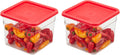 Food Storage Container with Lid - 6 QT (Quart) Square, Classic Series with Red Lid, Commercial Grade for Food Prep
