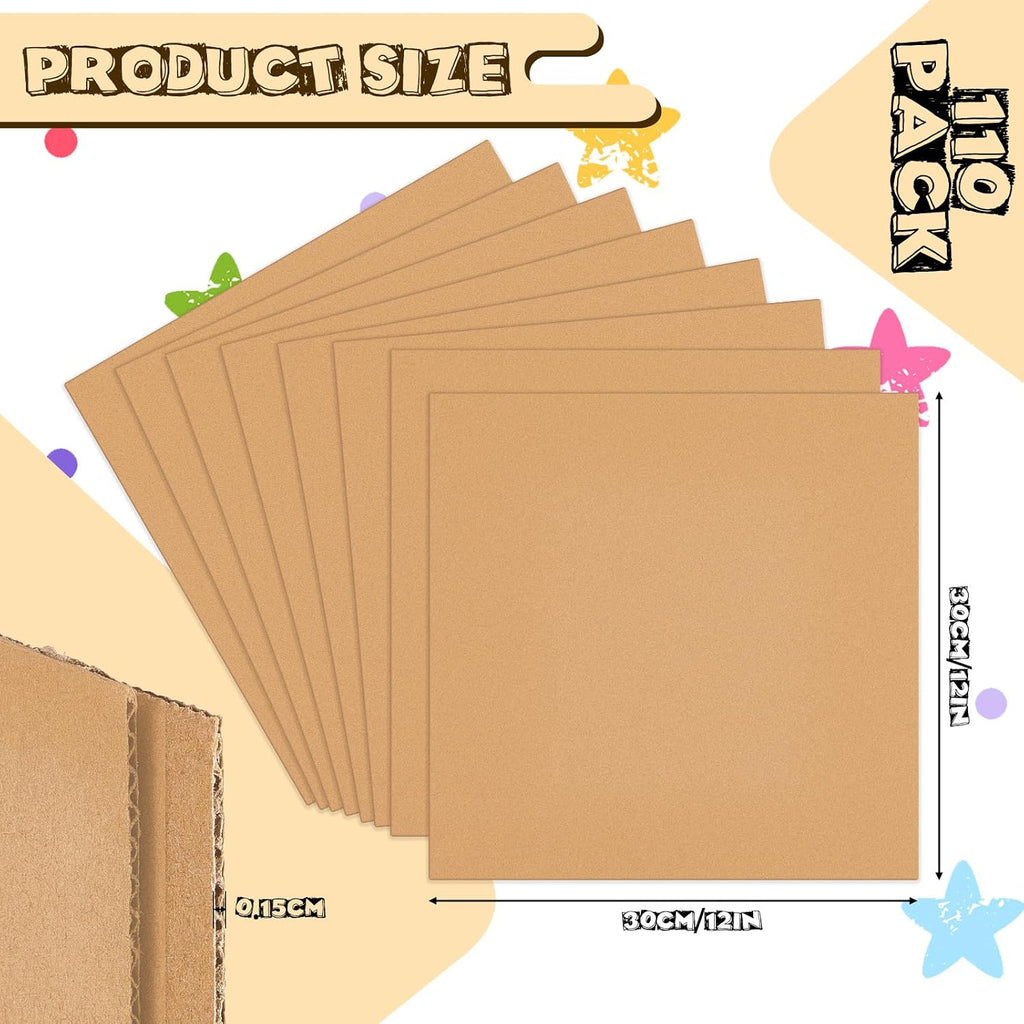 110 Pack 12 X 12 Inch Brown Cardboard Sheets