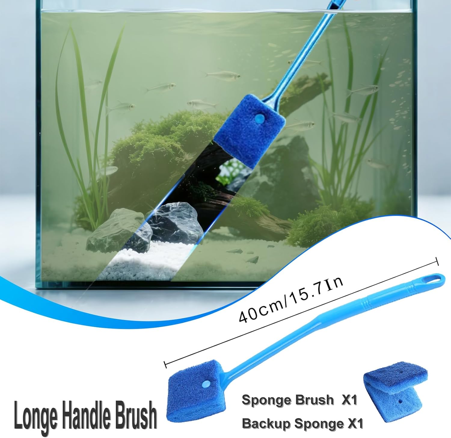 Aquarium Gravel Cleaner 15~30In with 6Ft Water Hose Fish Tank Water Changer Sand Vacuum with Skimmer Net and Long