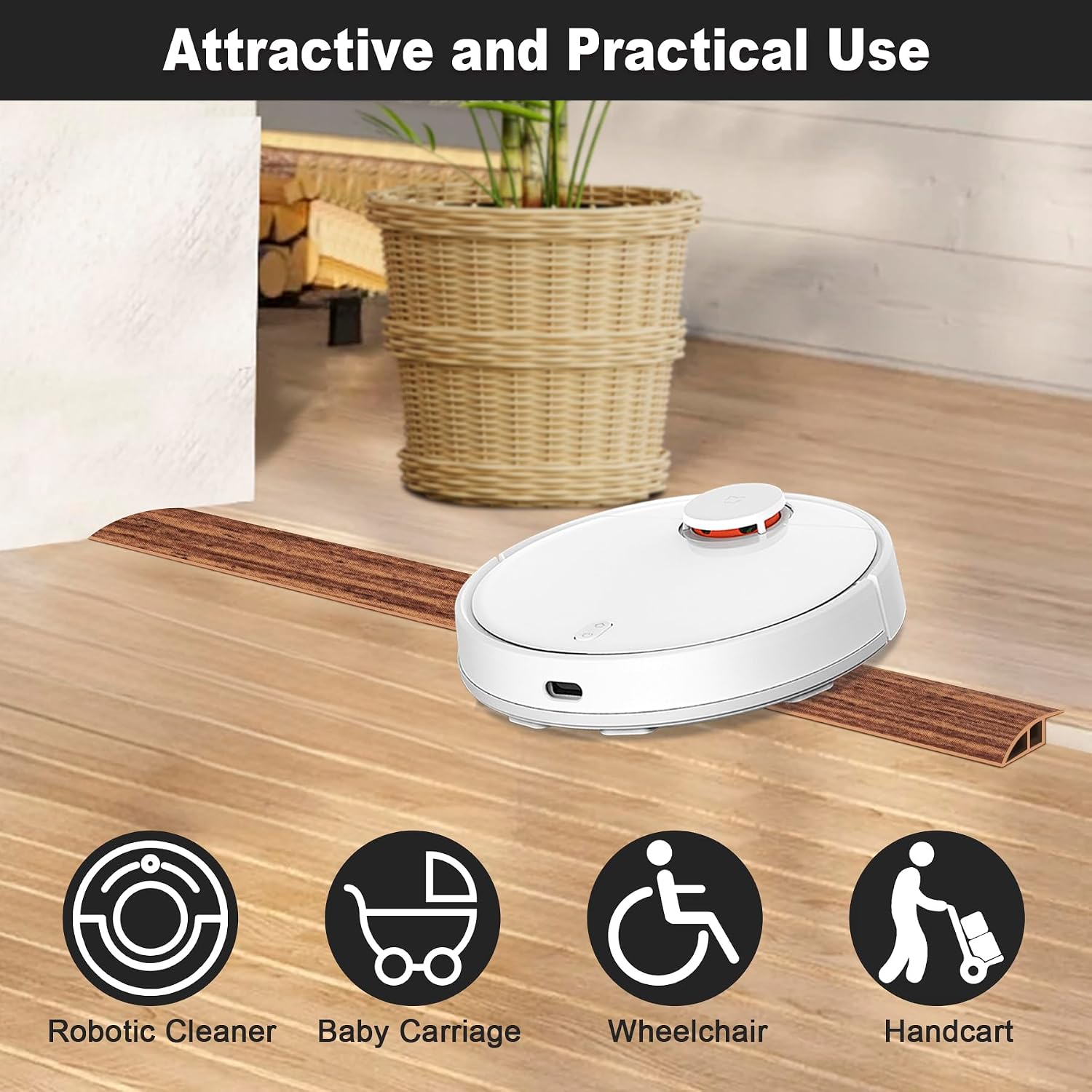 Floor Transition Strip, Self Adhesive Door Threshold for Doorway, Carpet Edging Trim Strip Vinyl Overlap Edge Reducer
