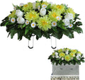 Cemetery Flowers Saddle Arrangement - Fade-Proof Artificial Floral Display for Gravesites - Quick Setup Memorial