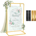 Welcome Sign Holder Gold Wedding Easel Stand with 4 Leather Straps | Sign Rack Heavy Duty Easel For Harvest Halloween