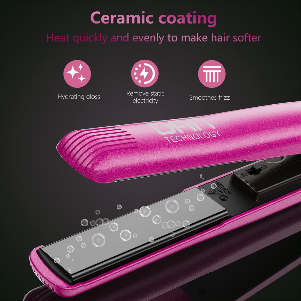 2-in-1 1" Ceramic Flat Iron: Dual Voltage, Adjustable Temperature, Professional Straightener for Black Hair