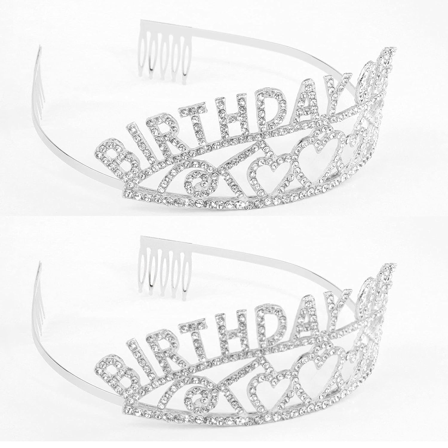Silver Queen Crown and Sash - Rhinestone Tiara and Sash for Women's Birthday Party Favors - Glitter Decorations