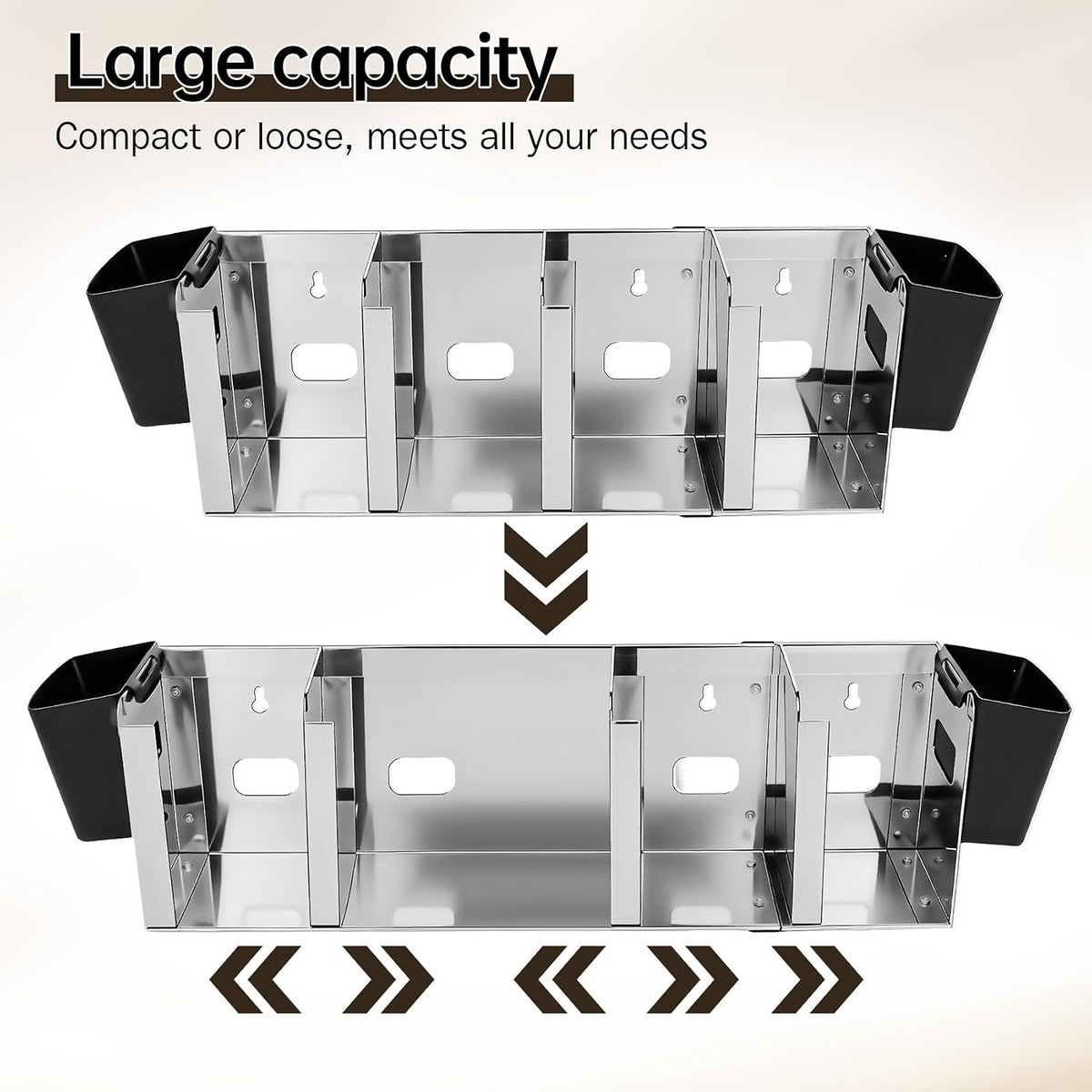 Stainless Steel Cup and Lid Holder, 4-Compartment Cup Dispenser