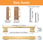 20 Pack Square Brushed Gold Cabinet Pulls, 5 Inch(128mm) Hole Centers Gold Cabinet Handles Hardware for Kitchen