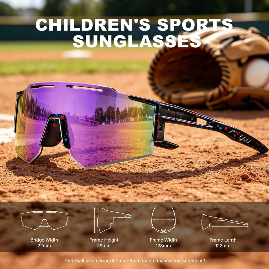 Oversized Kids Sunglasses Youth Baseball Sun Glasses Boys Girls Softball Cycling UV400 Protection Goggles