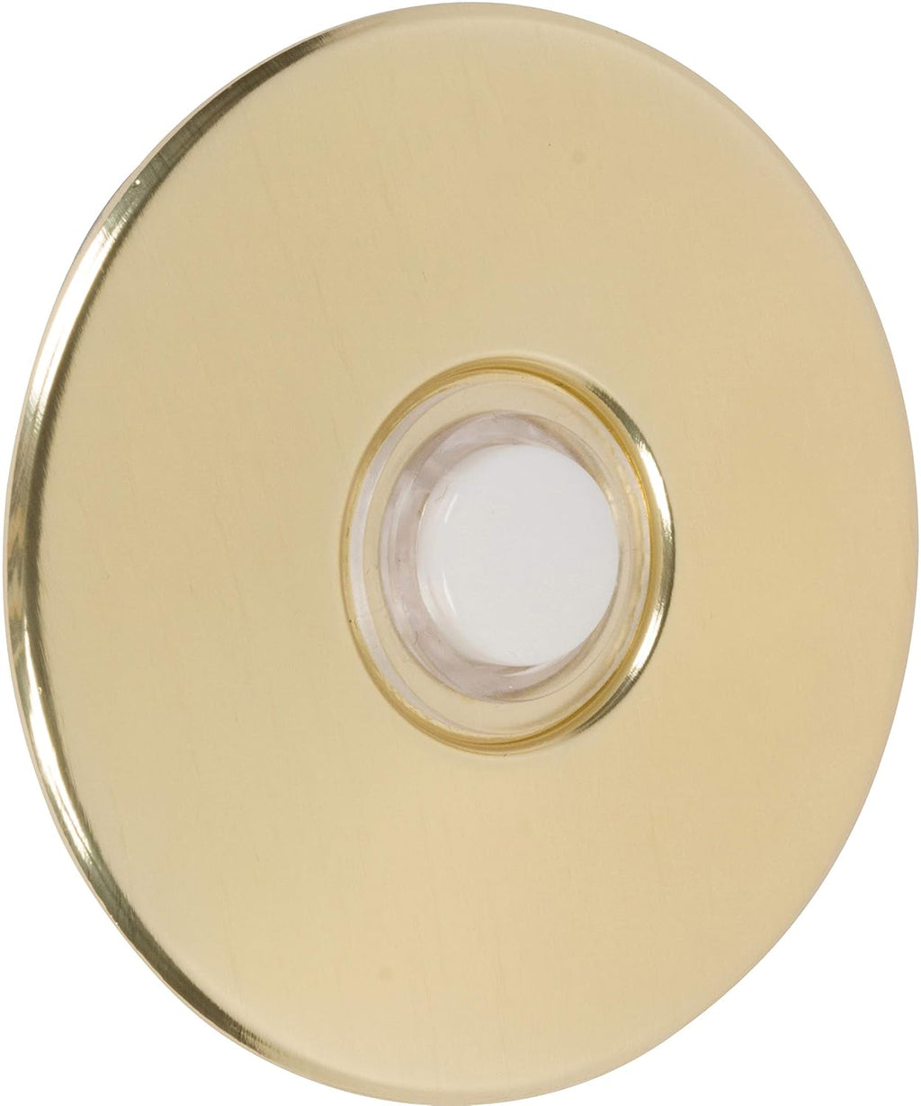 Products Lit Stucco Pushbutton Doorbell Button – 5/8” Decorative Lighted Gold Rim Pearl Button – 2-1/2” Gold Anodized