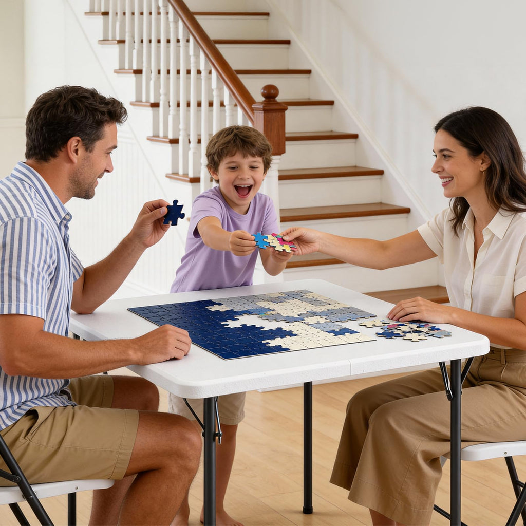 Folding Table, 36 Inch Square Foldable Card Table with Carrying Handle, Heavy Duty Fold-in-Half Portable Table No