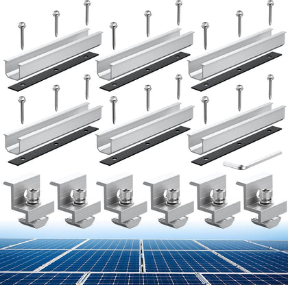 Solar Panel Roof Mounting Kit, 7.87" Aluminium Solar Rail & Clamps | Solar Panel Bracket For Thickness 30/35 mm