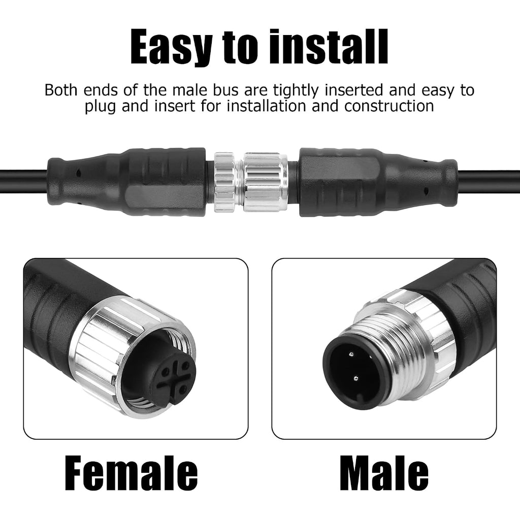 YACSEJAO M12 Connector Aviation Sensor Cable, 25CM/0.8FT, 3 Pin