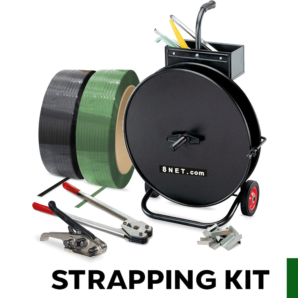 8NET 1/2'' Width x 7200 Length Polyester PET Strapping, Thickness: 0.020'', Break Strength: 600 lbs, Core: 16x6''