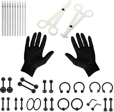 Piercing Kit 316L Surgical Steel Body Jewelry Piercing Kit with 12G 14G 16G 18G 20G Piercing Needles Use for Nose