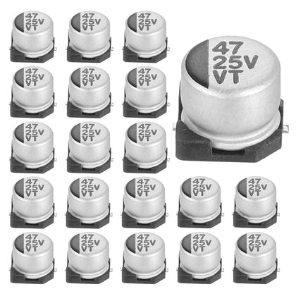MECCANIXITY 47uF 25V Aluminum Electrolytic Capacitors, 6.3x5.4mm, 20pcs
