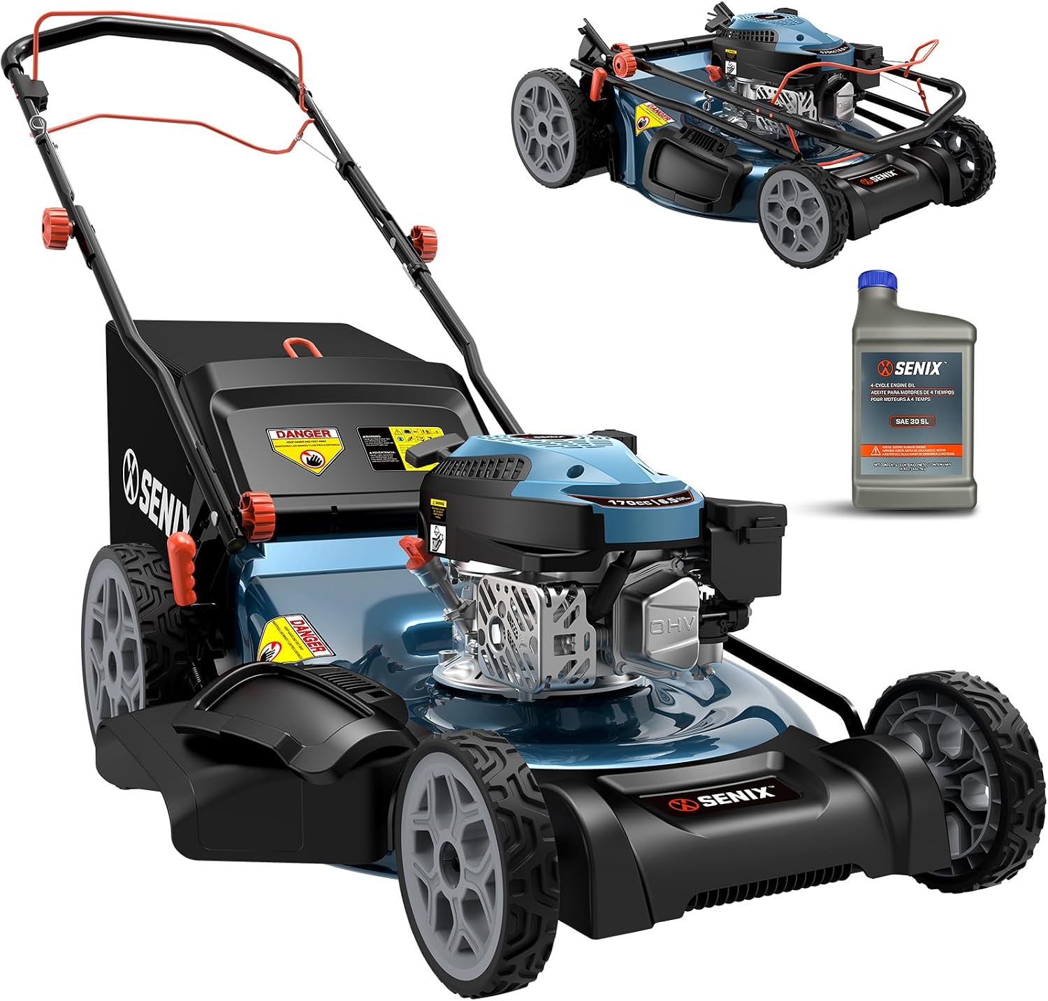 22'' Self Propelled Gas Lawn Mower, 170cc Gas Lawnmower,Easy Start | 4-Cycle Engine, 3-in-1 (Bagging/Mulching/Side