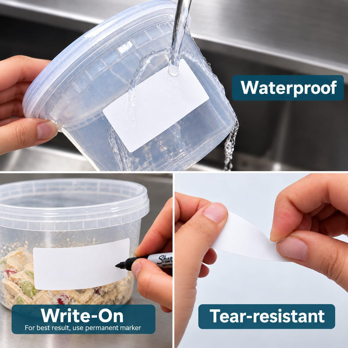 Blank Waterproof Label Stickers, Small White Write-On Polypropylene Labels with Strong Permanent Adhesive, 25.4mm x