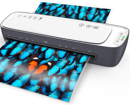 13-Inch Thermal & Cold Laminator Machine 11x17 with Laminating Sheets | White, 9-in-1 Desktop Laminate Machine kit