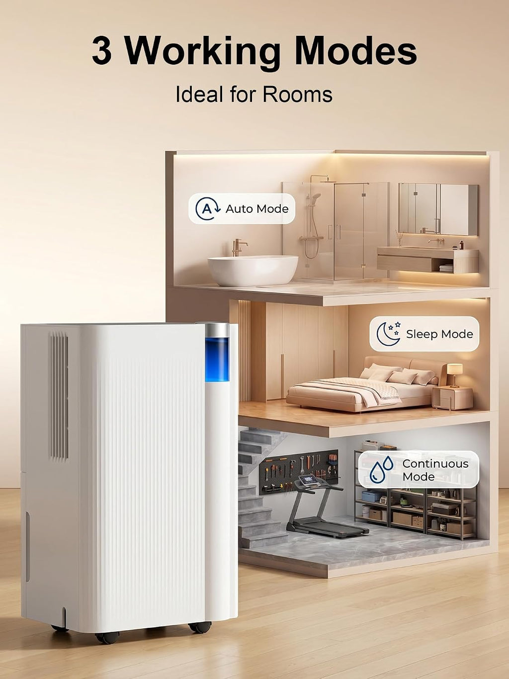 3000 Sq. ft Basement Dehumidifiers for Home with Drain Hose | Portable, Large Quiet Dehumidifier for Bedroom Dorm