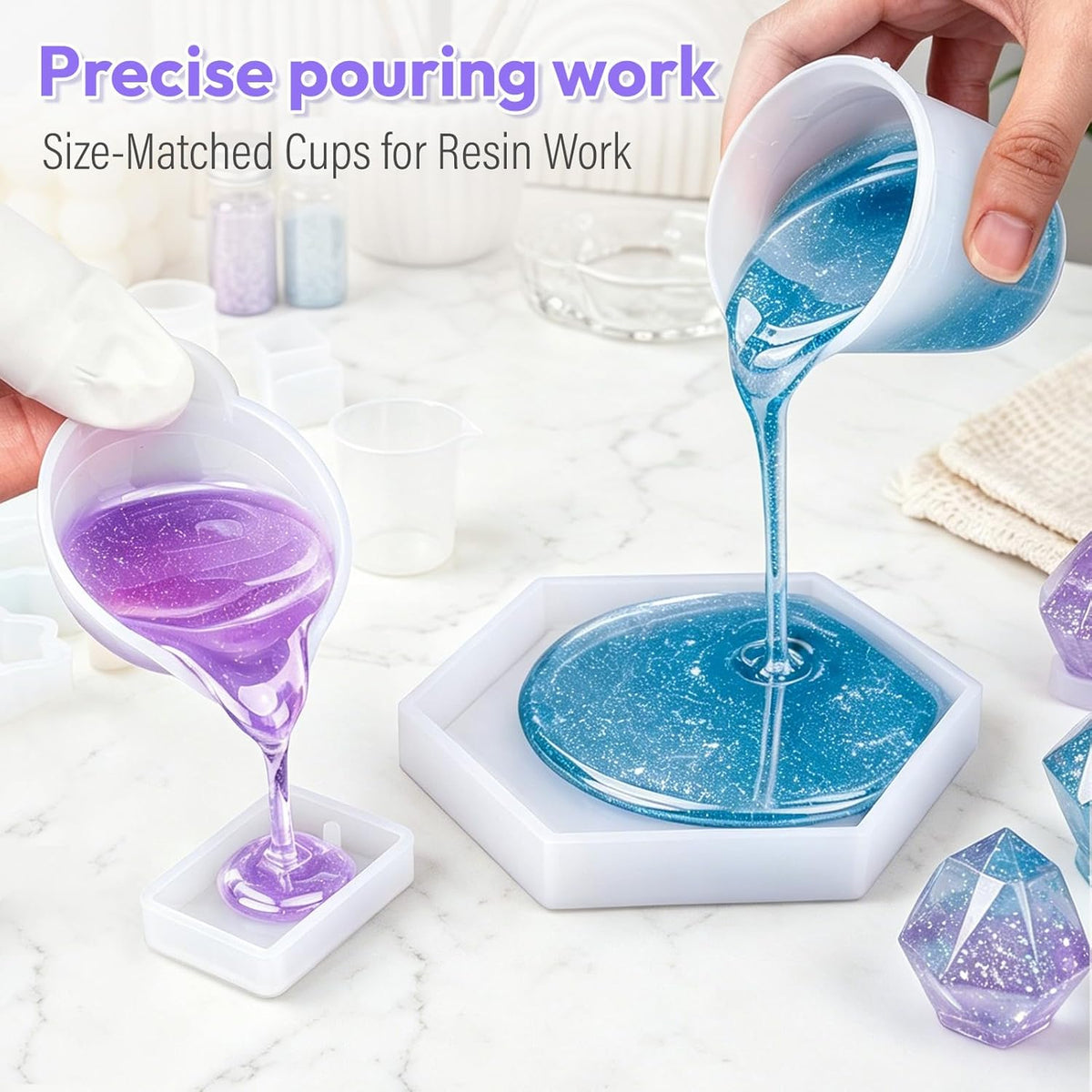 Silicone Measuring Cups Kit for Epoxy Resin 250&100ml Mixing Cups