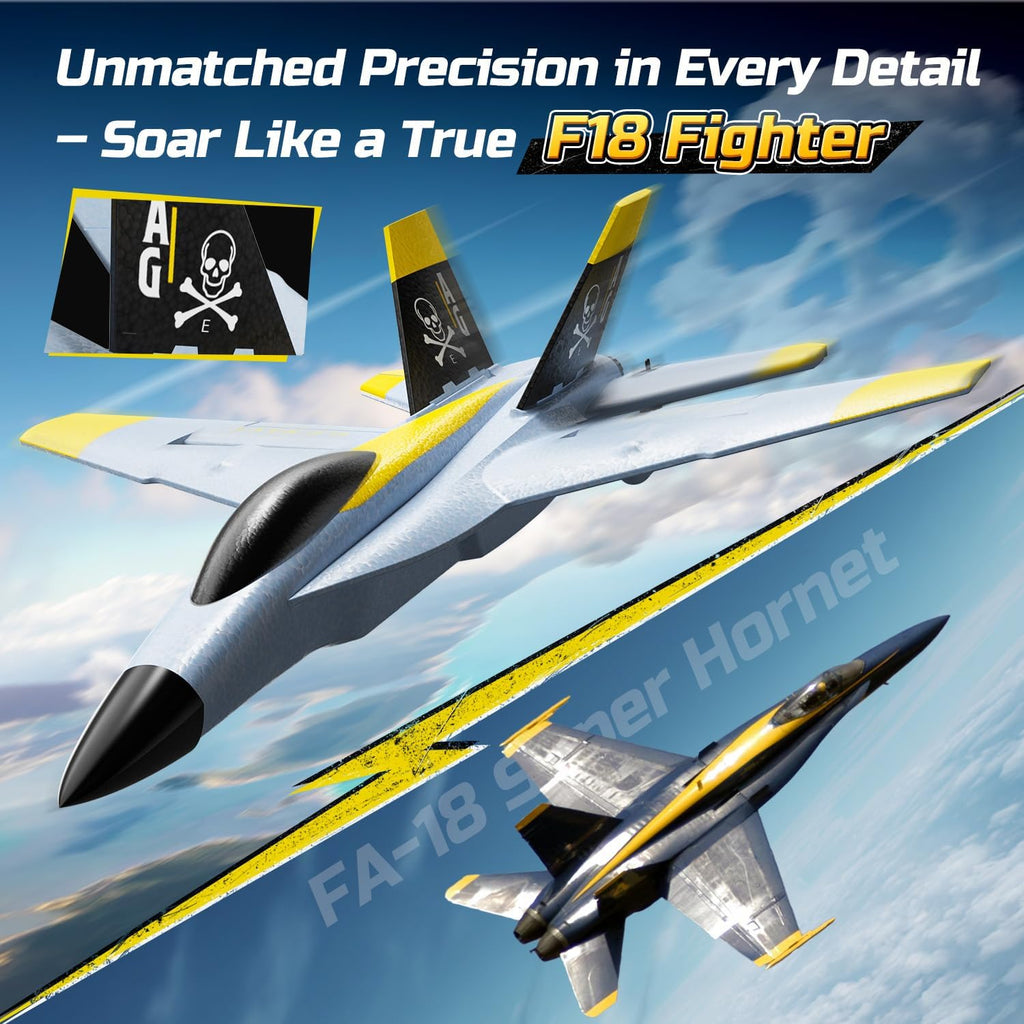 F18 4CH RC Plane for Adults Remote Control Airplane RTF Fighter Jet | 2.4GHz 6-axis Gyro Stabilizer Hobby Glider