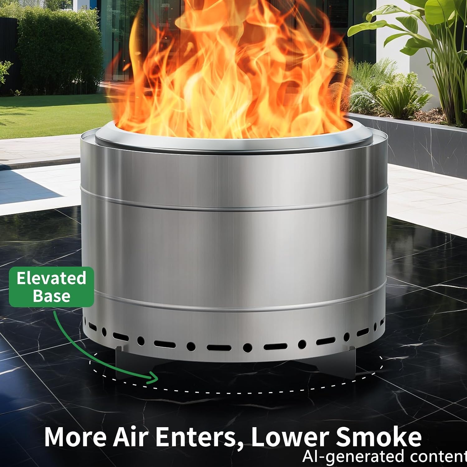 19.5 inch Smokeless Fire Pit with Carry Bag & Fire Poker