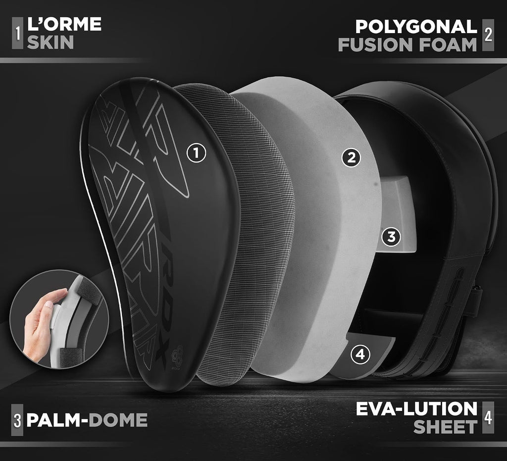 Boxing Pads and Bag Gloves Set, Maya Hide Leather Kara Hook and Jab Training Pads, Curved Focus Mitts for MMA, Muay