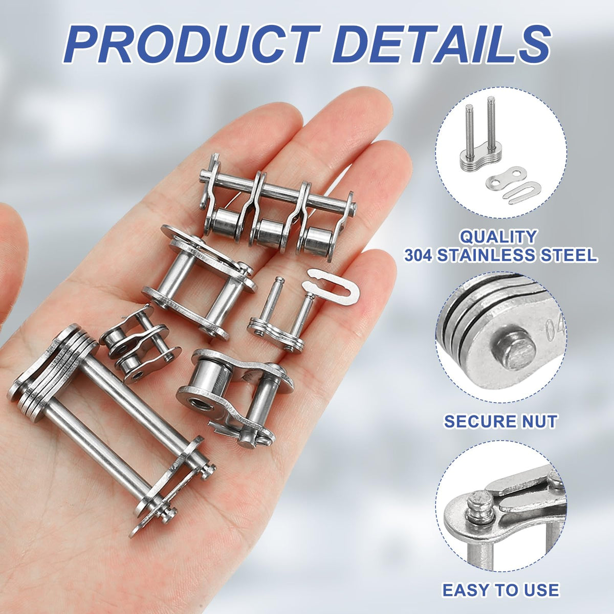 DTGN 2Pcs ISO(DIN) 04B-3 Roller Chain Connect Link, 6mm Pitch