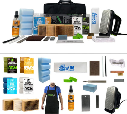 Demon Charger Complete Ski and Snowboard Tuning Kit with Iron, 2.25lb Wax, Brush Kit, Base Cleaner and Wax Apron