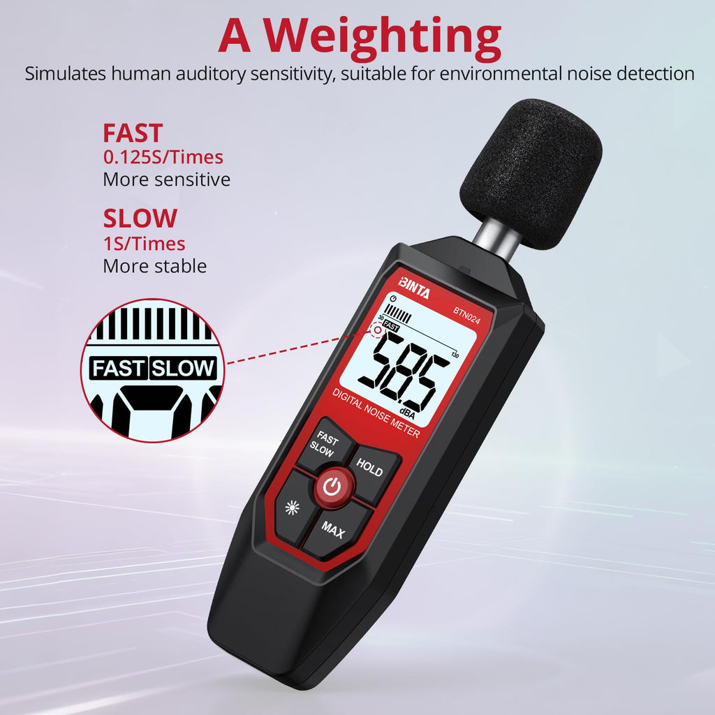 BTNTA Decibel Meter, Portable Digital Sound Level Meter 30-130dB A-Weighted