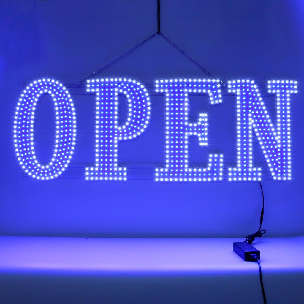 40"x14" Extra Large LED Open Signs for Business with Remote Controlled, 10 Levels Brightness Adjustable Unique Design