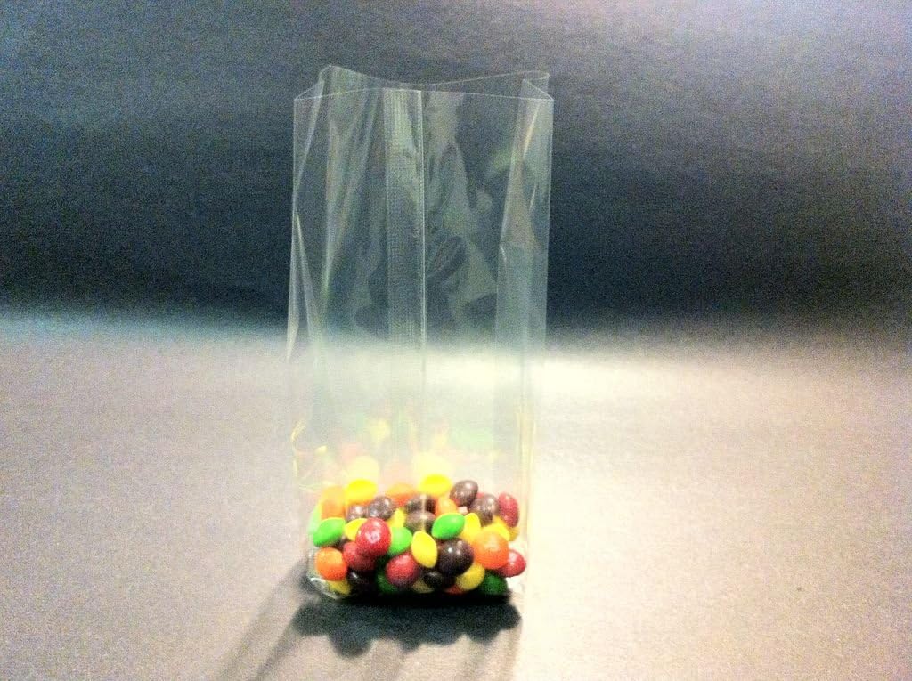 100 Pcs 3x2x8 Clear Side Gusseted Cello Cellophane Bags Good for Candy Cookie Bakery