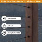 Cable Railing Protector Sleeves - 120 Pack T316 Stainless Steel Protective Sleeves - 1/8" 3/16" 5/32" Black Deck