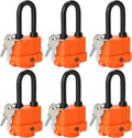 6-Pack Weather Resistant Padlocks – 40mm Laminated Steel, Chrome Plated with 2-inch Shackle, Vinyl Wrapped, Hardened