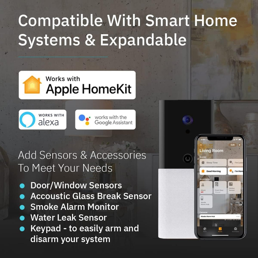 Iota All-in-One Security Kit with Integrated Camera, Alarm, Key Fob, Motion & Door/Window Sensors - DIY Installation