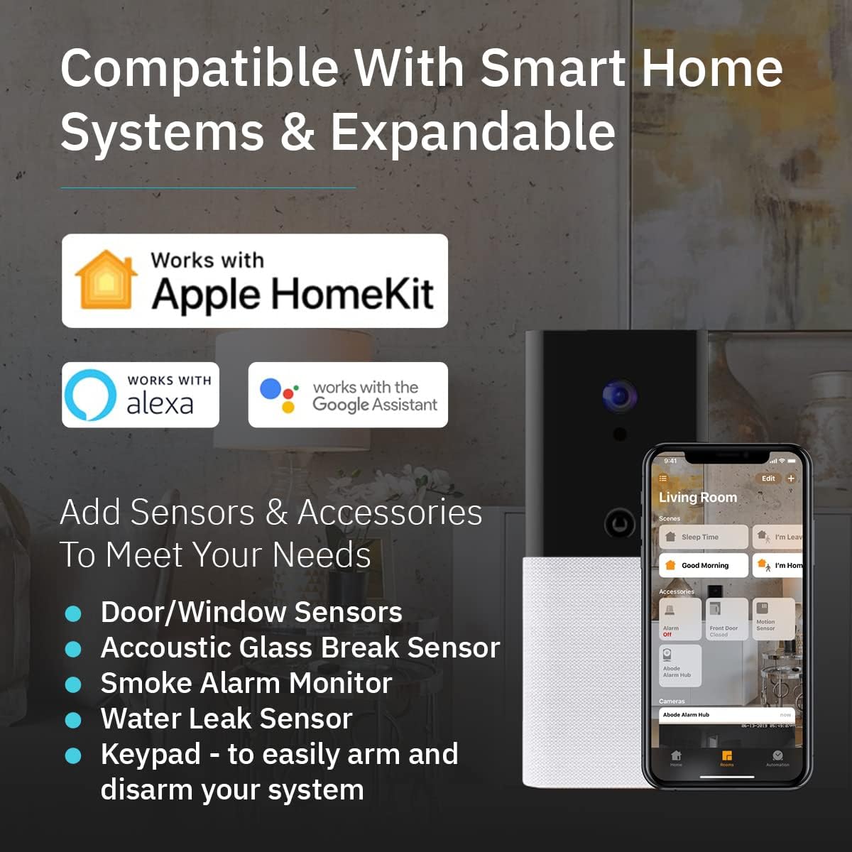 Iota All-in-One Security Kit with Integrated Camera, Alarm, Key Fob, Motion & Door/Window Sensors - DIY Installation