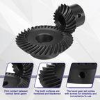 uxcell 90 Degree 1 : 2 Shaft Hole Tapered Bevel Gear, 2 Pcs 1.5 Mod 10mm Bore 18 Teeth Left Hand and 16mm Bore with 5x2.3mm Keyway 36 Teeth Right Hand Ground Spiral Steering Gears