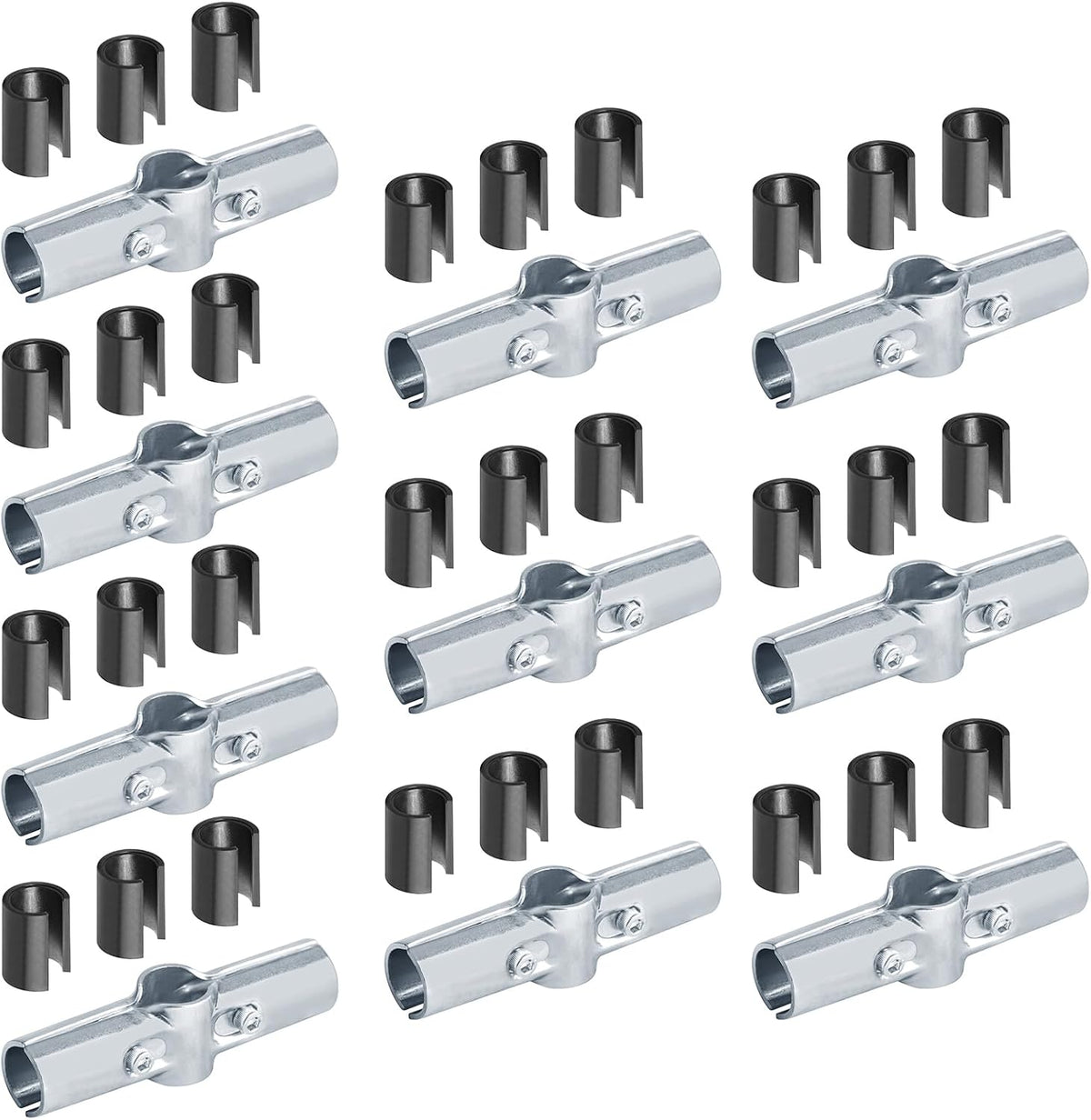 10 Sets 180 Degree Pipe Clamp Cross Connectors, Fits 3/4" EMT Directly | Adapter Shims for 1/2" EMT