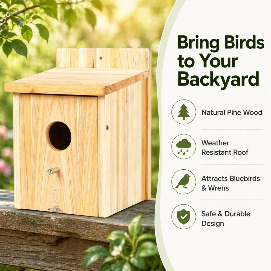 Wooden Bird Houses for Outside Birdhouses Nest Bluebird House for Cardinals Finch Wren Swallow for Garden Viewing 1B