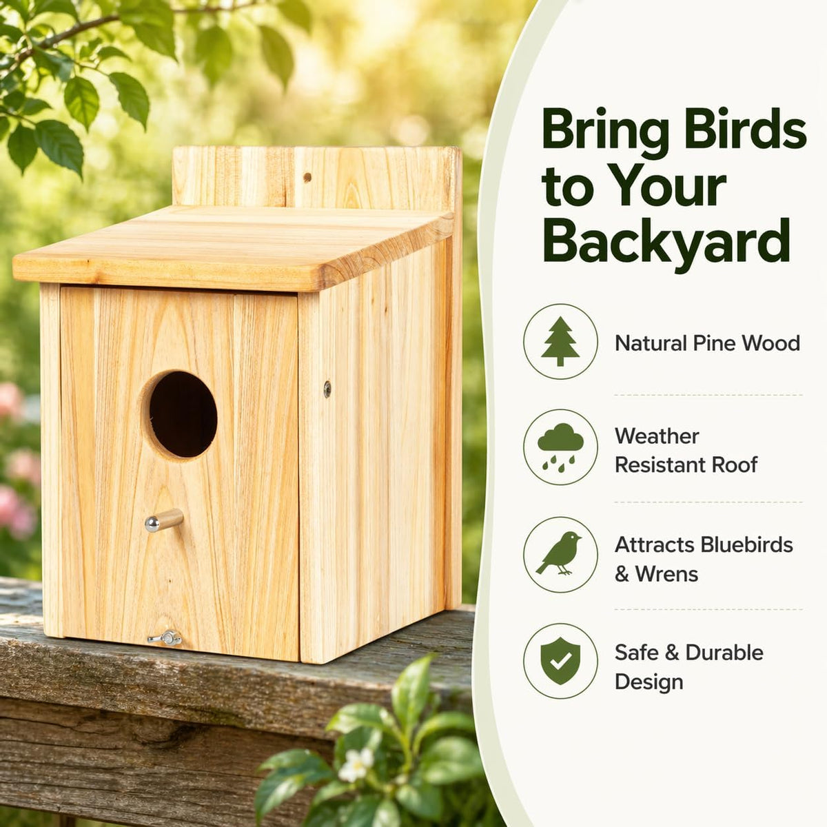Wooden Bird Houses for Outside Birdhouses Nest Bluebird House for Cardinals Finch Wren Swallow for Garden Viewing 1B
