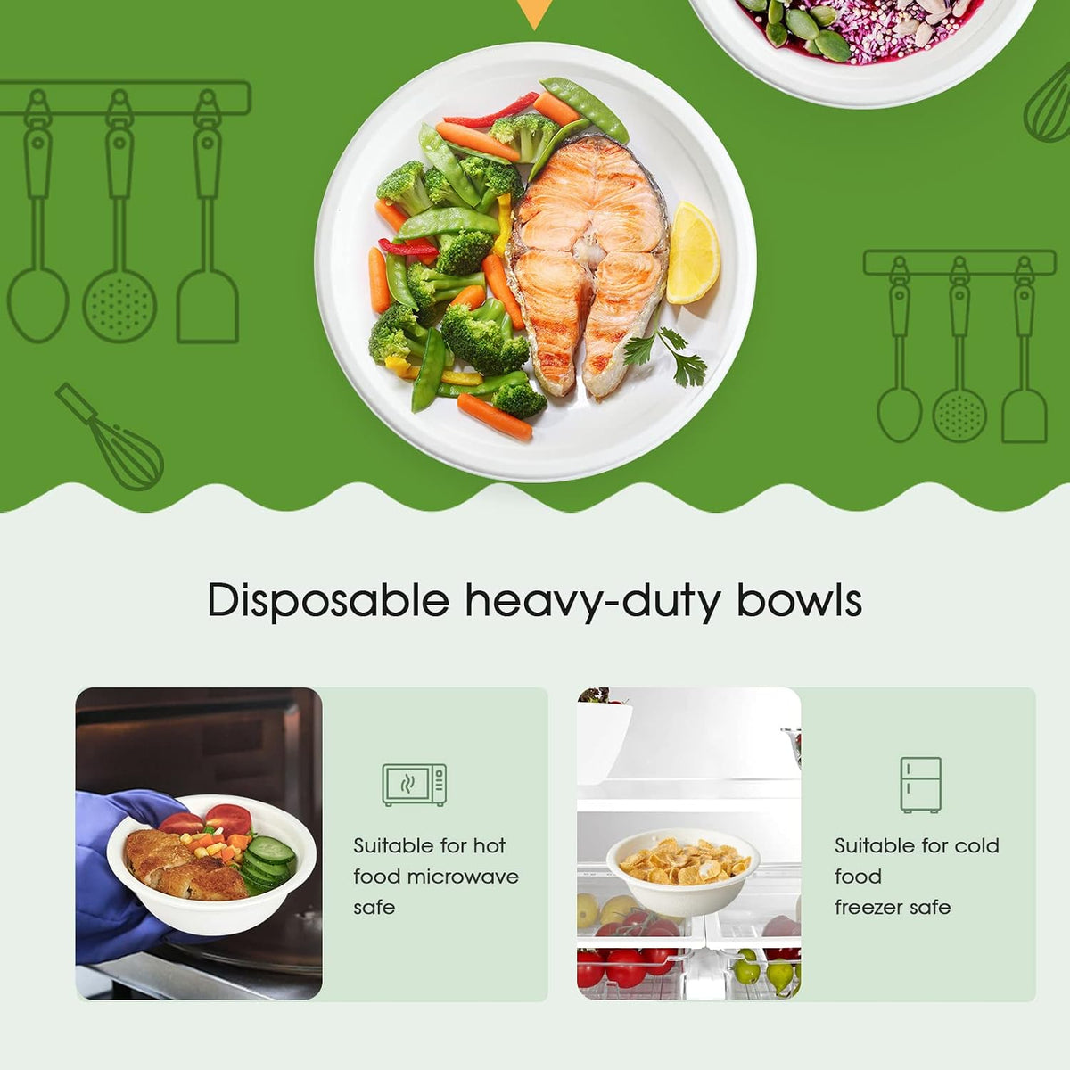 150 Pack 12 oz Compostable Paper Bowls Disposable, White