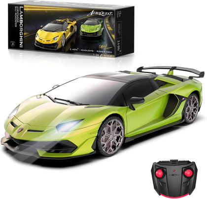 1:24 Lamborghini Remote Control Car （Green） | Officially Licensed,Birthday Gift,Toys for ages 3-8,Aventador SVJ