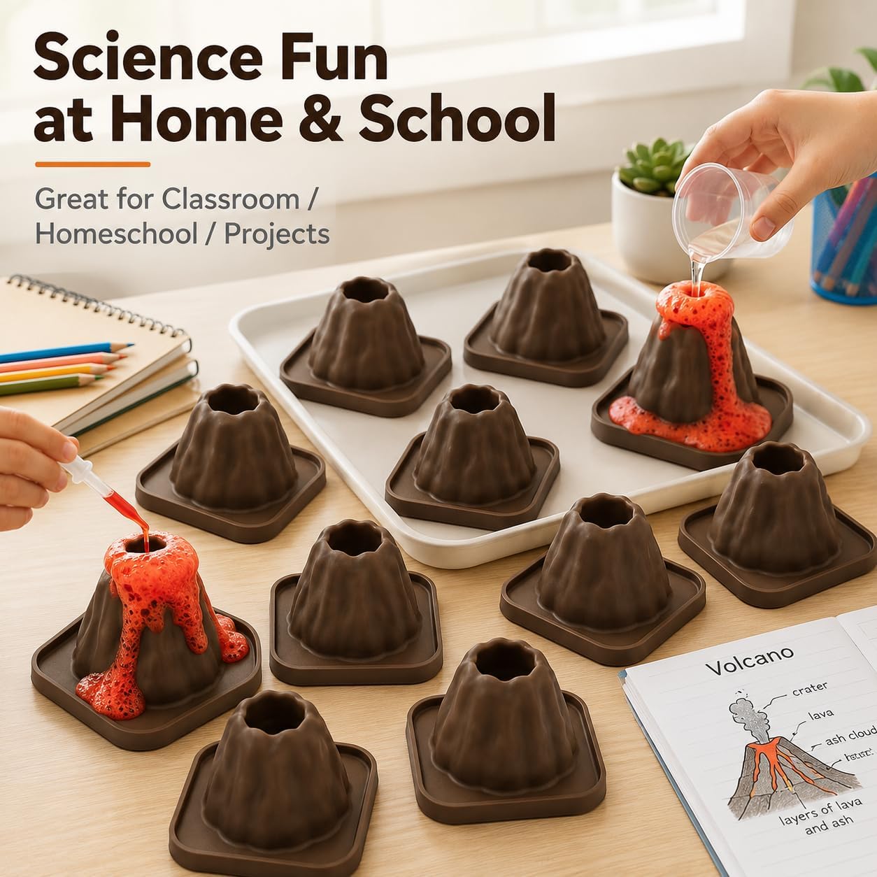 10Pcs Volcanic Model School Figure Model Experiment for Volcano Science Kit Volcano Eruption Toy DIY Demonstration Props