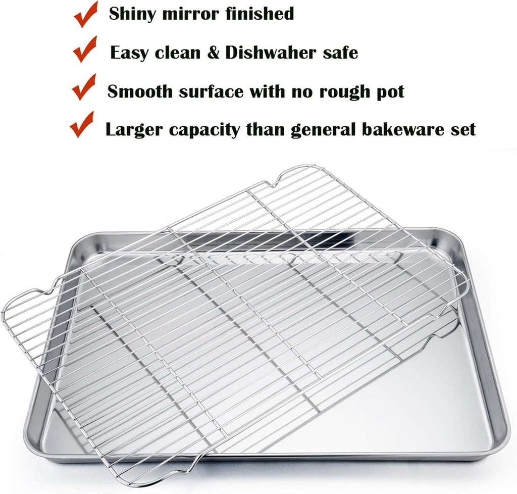 19.6 Inch Baking Sheet with Rack Set, Pans with Flat Racks