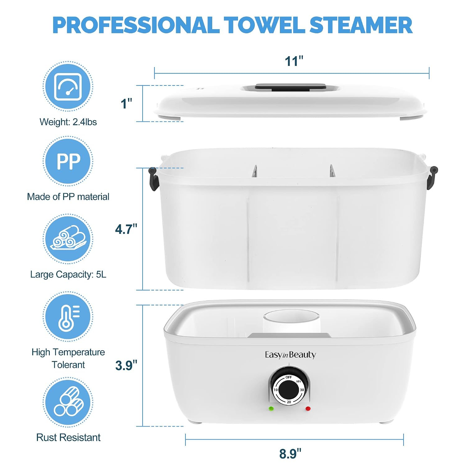 Hot Towel Warmers for Spa,5L Portable Towel Steamer for Facial | Holds 16 Small Towels, Quickly Heating in 1-5