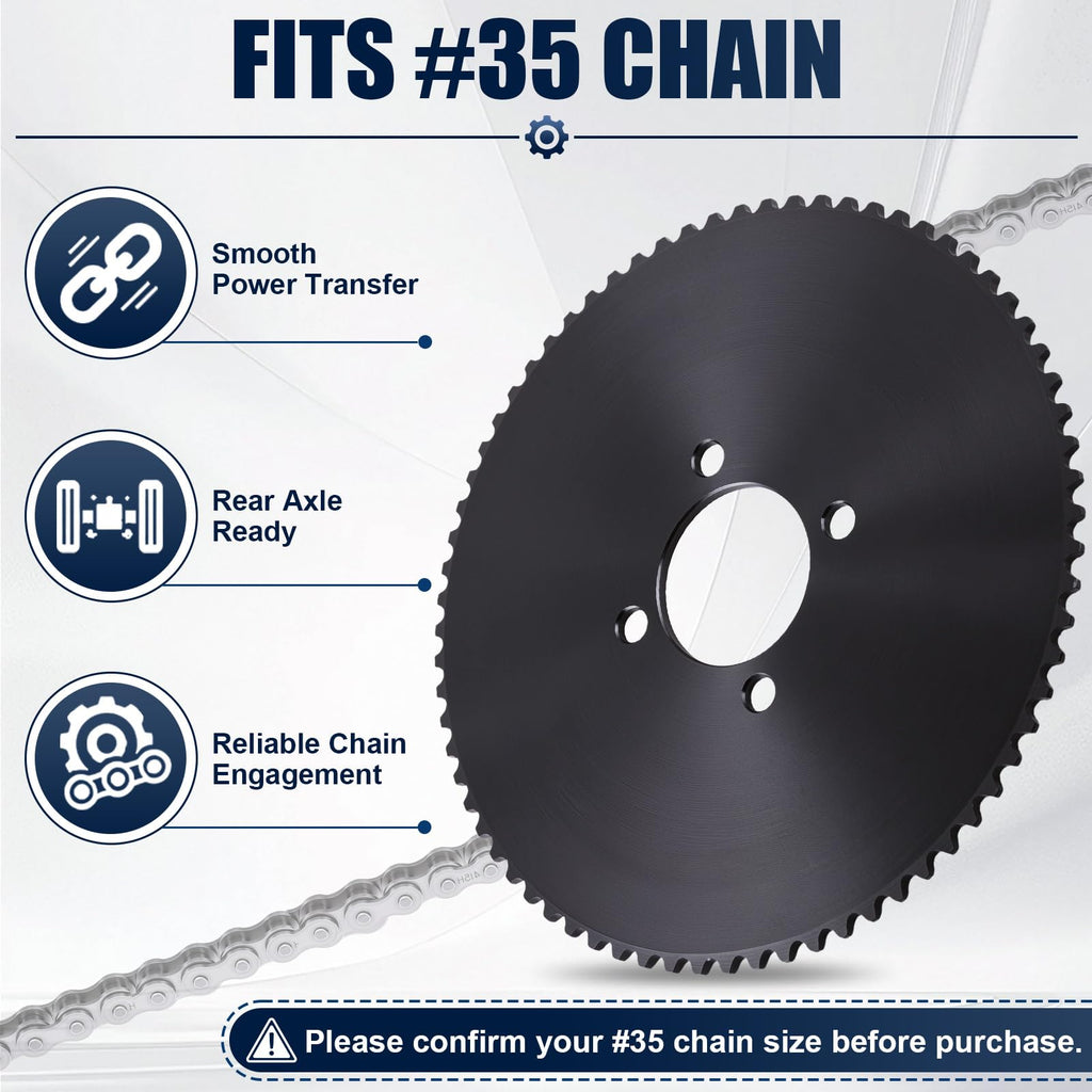 35 Chain Go Kart Sprocket 72 Tooth with 2" Bore