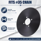 35 Chain Go Kart Sprocket 72 Tooth with 2" Bore