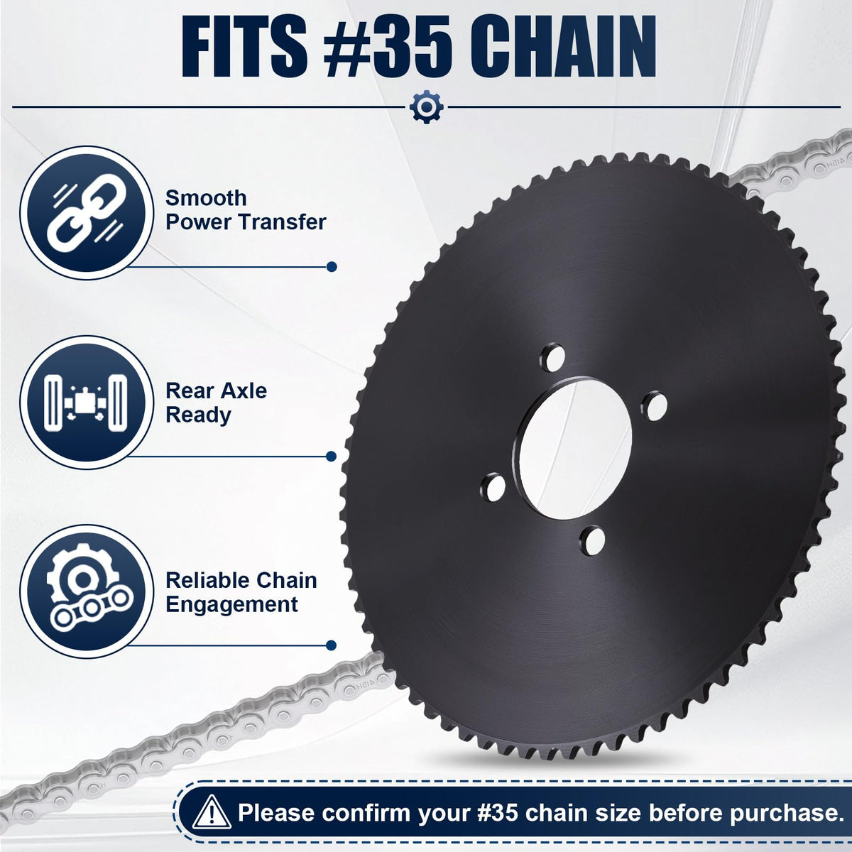 35 Chain Go Kart Sprocket 72 Tooth with 2" Bore